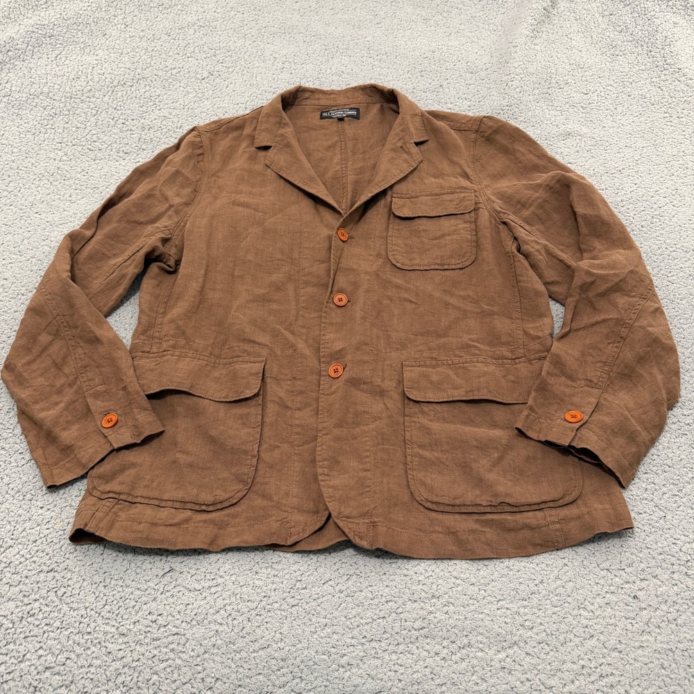 J Peterman Company Blazer Jacket Mens Size 46 Brown 100% Linen Chore Coat
